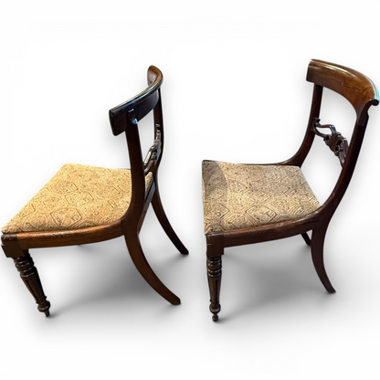 Pair of Antique Victorian Rosewood Dining Chairs with Carved Backs