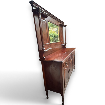 Antique Victorian Mahogany Mirror Back Sideboard Chiffonier