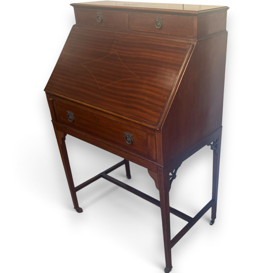 Antique Edwardian Mahogany Bureau Writing Desk