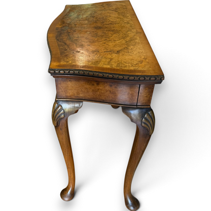 Late Victorian Burr Walnut Georgian Revival Fold Over Card Table