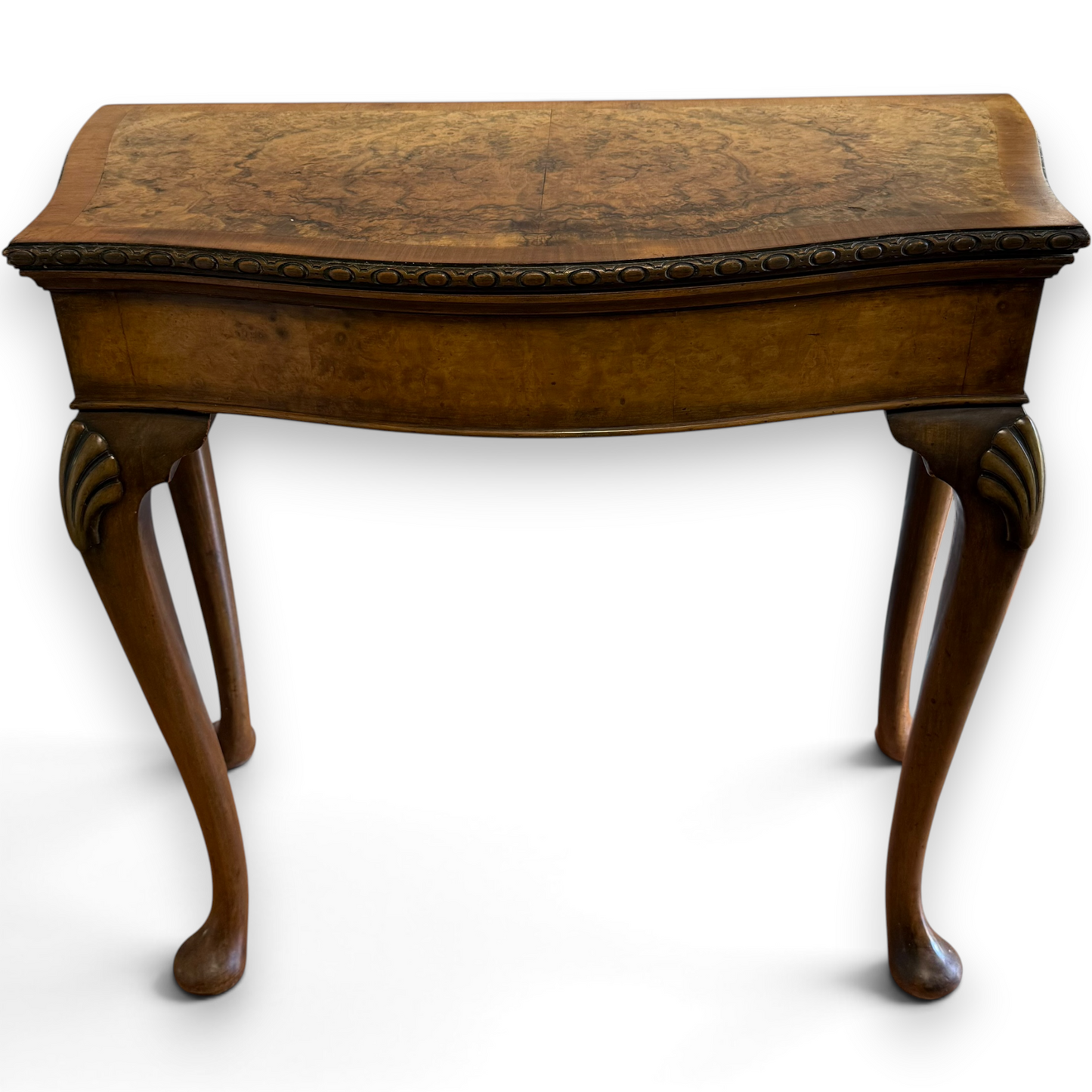 Late Victorian Burr Walnut Georgian Revival Fold Over Card Table