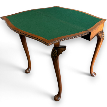 Late Victorian Burr Walnut Georgian Revival Fold Over Card Table
