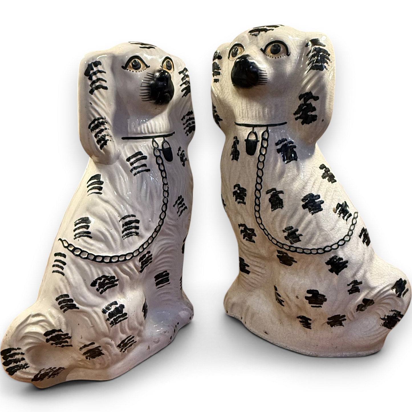 Pair of Large 19th Century Staffordshire Spaniel Dogs – Sampson Smith Longton