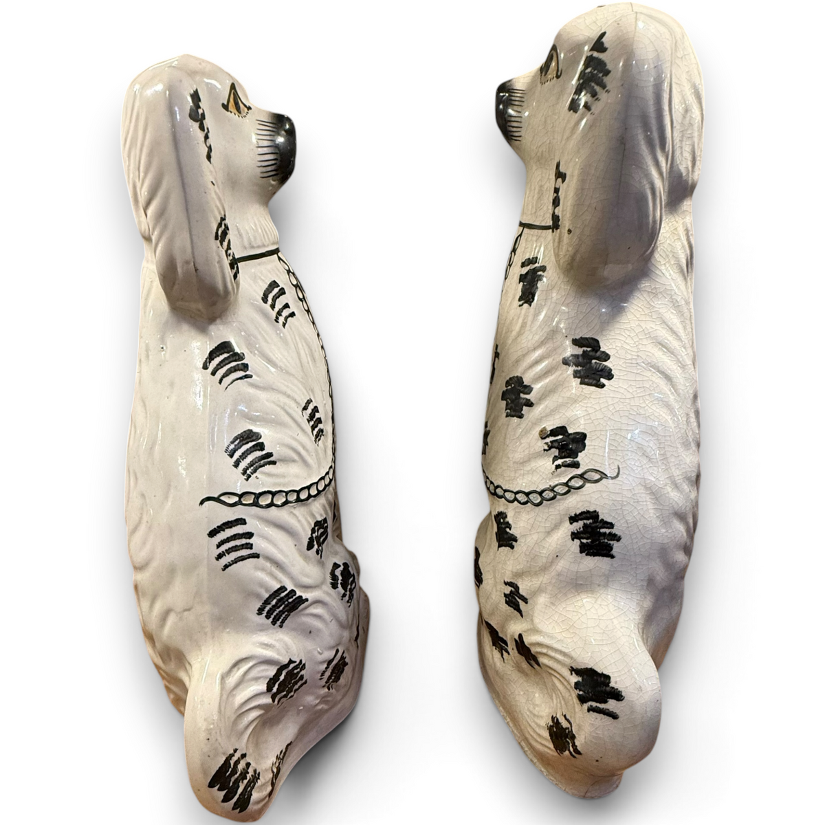 Pair of Large 19th Century Staffordshire Spaniel Dogs – Sampson Smith Longton