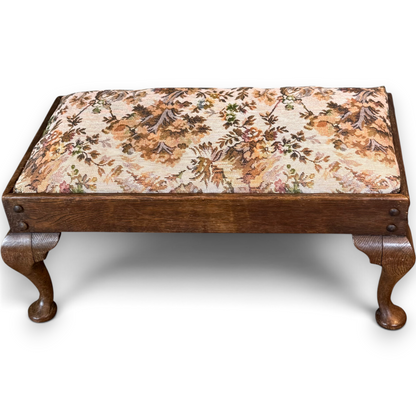 Antique Oak Tapestry Footstool