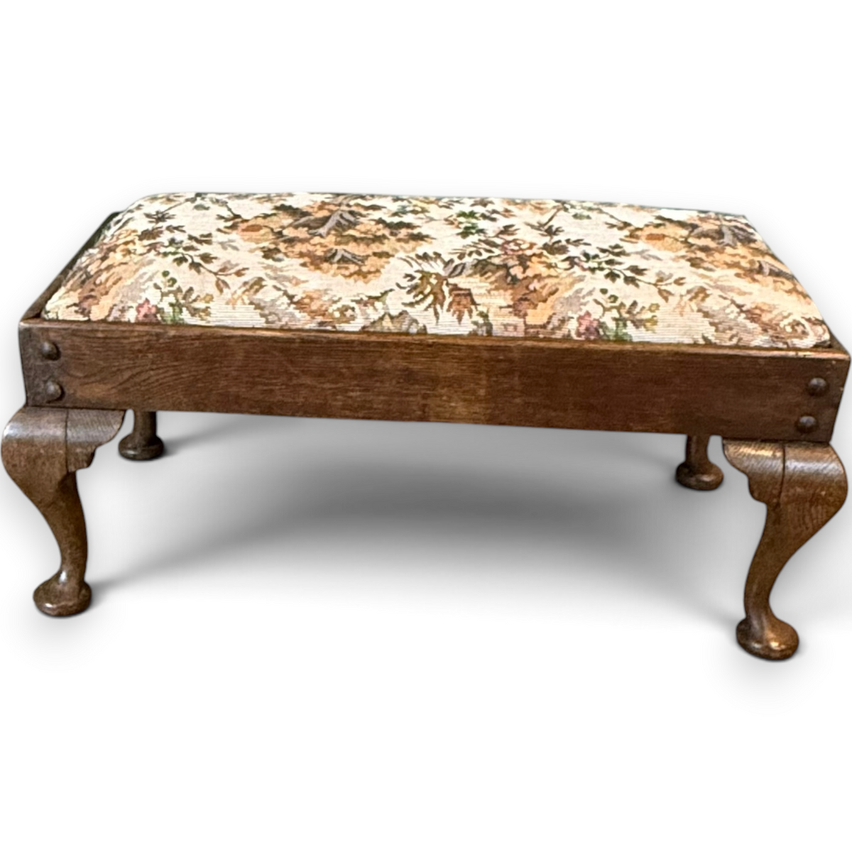Antique Oak Tapestry Footstool