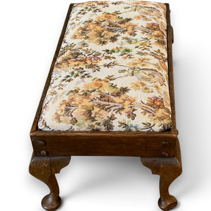 Antique Oak Tapestry Footstool
