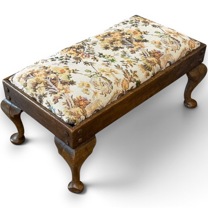 Antique Oak Tapestry Footstool