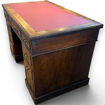Victorian Twin Pedestal Writing Desk with Nine Drawers