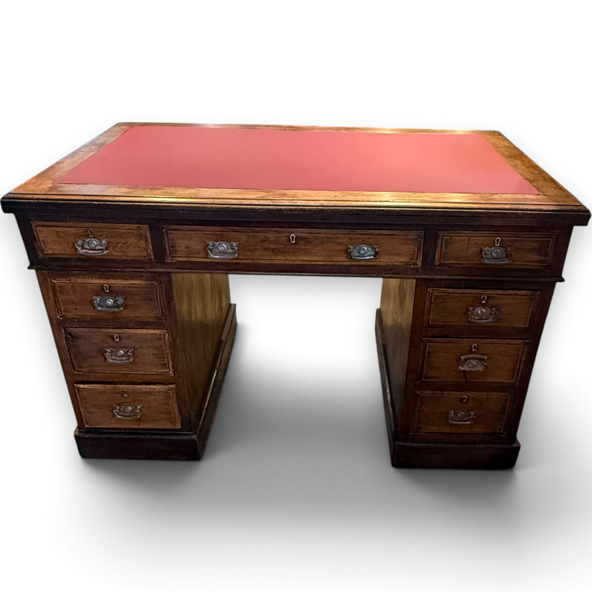 Victorian Twin Pedestal Writing Desk with Nine Drawers