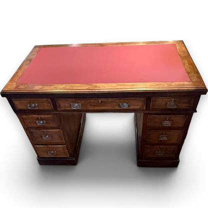 Victorian Twin Pedestal Writing Desk with Nine Drawers