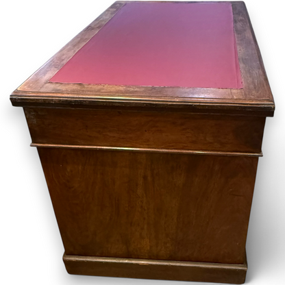 Victorian Twin Pedestal Writing Desk with Nine Drawers