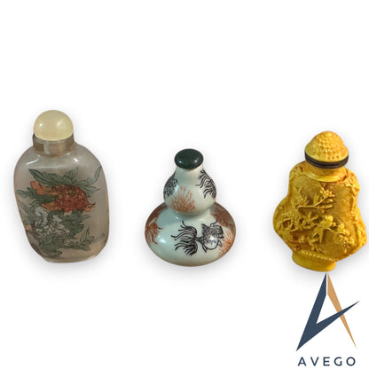 Collection of 5 Chinese Asian Snuff Bottles