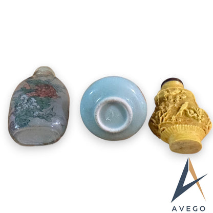 Collection of 5 Chinese Asian Snuff Bottles