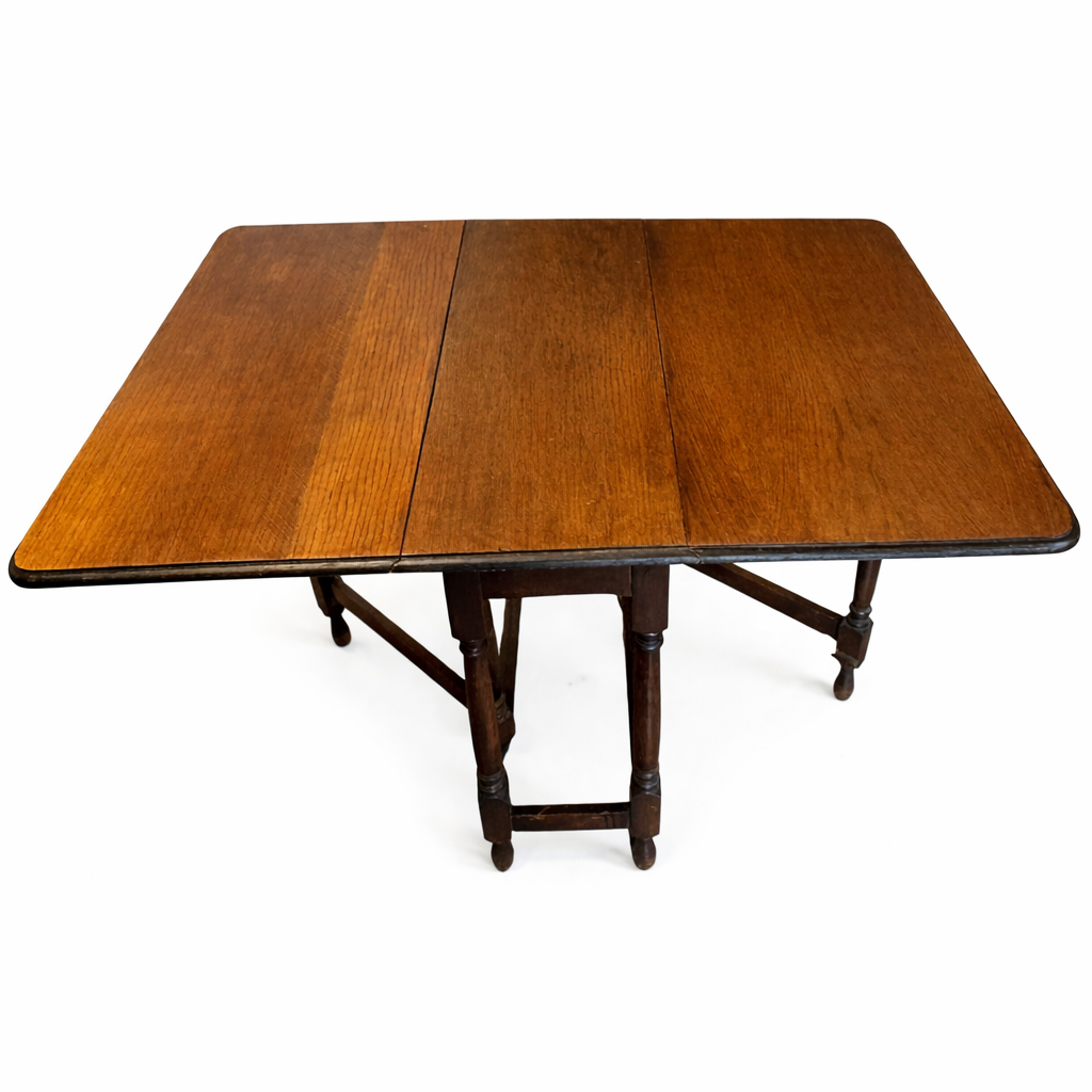 Early 20th Century Oak Drop Leaf Table | Antique Folding Oak Dining Table