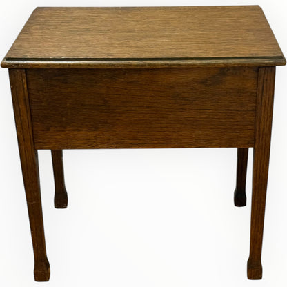 Vintage Sewing Box Table | Wooden Sewing Storage Box with Lift-Up Lid
