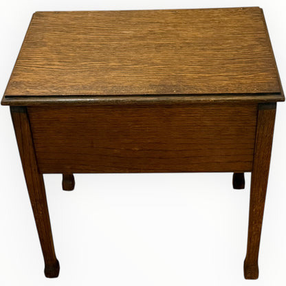 Vintage Sewing Box Table | Wooden Sewing Storage Box with Lift-Up Lid