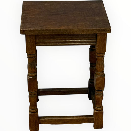 Small Vintage Oak Side Table | Compact Lamp Table | 42cm High