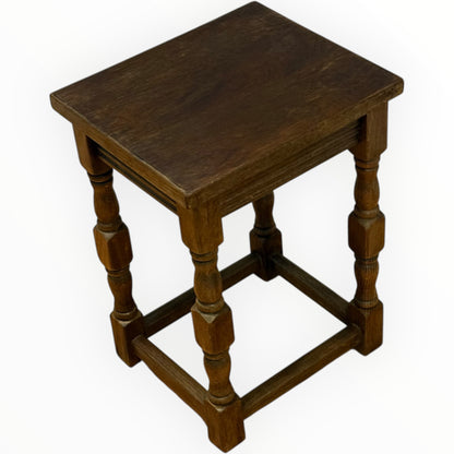 Small Vintage Oak Side Table | Compact Lamp Table | 42cm High