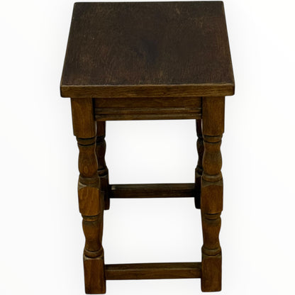 Small Vintage Oak Side Table | Compact Lamp Table | 42cm High