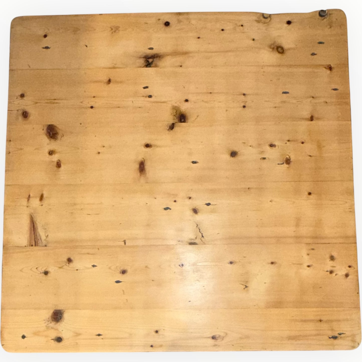 Vintage Rustic Solid Pine Square Coffee Table | Natural Waxed Top & Grey Base