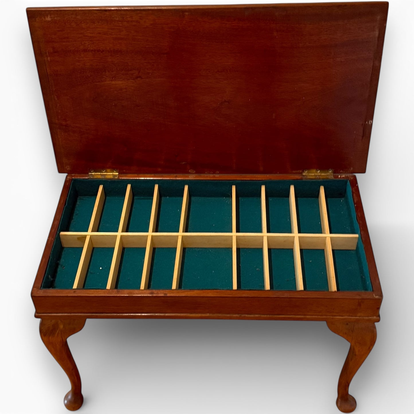 Vintage Mahogany Sewing Box Coffee Table with Hinged Storage Compartments