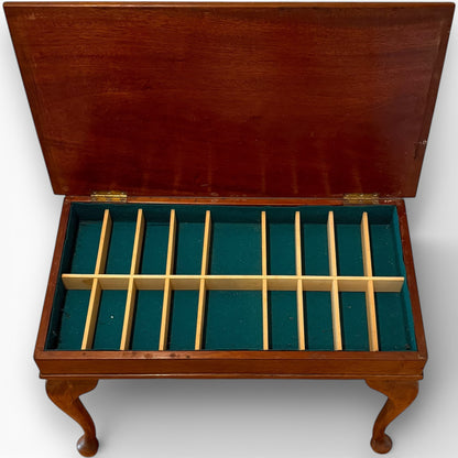 Vintage Mahogany Sewing Box Coffee Table with Hinged Storage Compartments