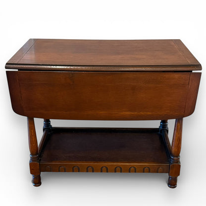 Vintage Oak Drop Leaf Coffee Table Old Charm Style Tudor Revival With Shelf