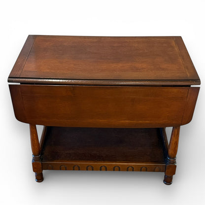 Vintage Oak Drop Leaf Coffee Table Old Charm Style Tudor Revival With Shelf
