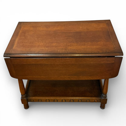 Vintage Oak Drop Leaf Coffee Table Old Charm Style Tudor Revival With Shelf