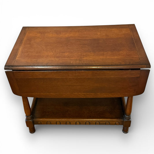 Vintage Oak Drop Leaf Coffee Table Old Charm Style Tudor Revival With Shelf