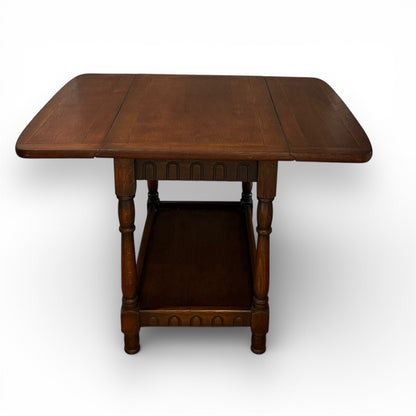 Vintage Oak Drop Leaf Coffee Table Old Charm Style Tudor Revival With Shelf
