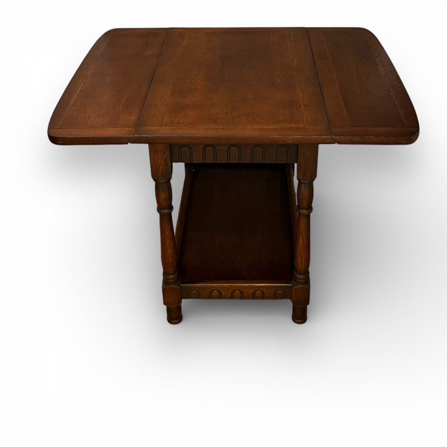 Vintage Oak Drop Leaf Coffee Table Old Charm Style Tudor Revival With Shelf