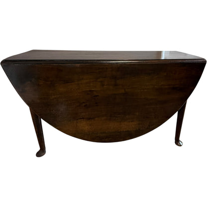 Antique Georgian Mahogany Wake Table with Oval Drop Leaves