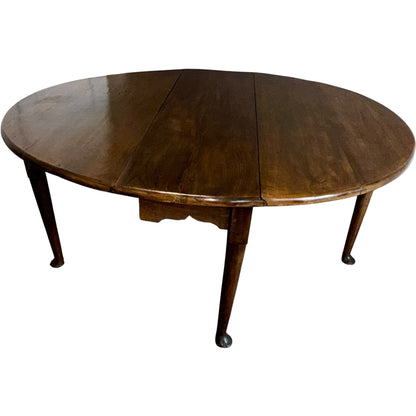 Antique Georgian Mahogany Wake Table with Oval Drop Leaves