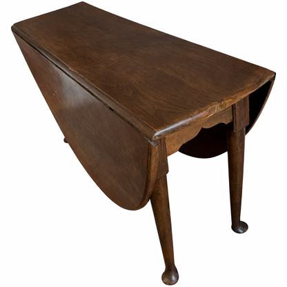 Antique Georgian Mahogany Wake Table with Oval Drop Leaves