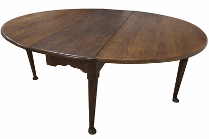 Antique Georgian Mahogany Wake Table with Oval Drop Leaves