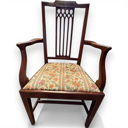 Set of Eight Edwardian Inlaid Mahogany Dining Chairs Including Two Carvers