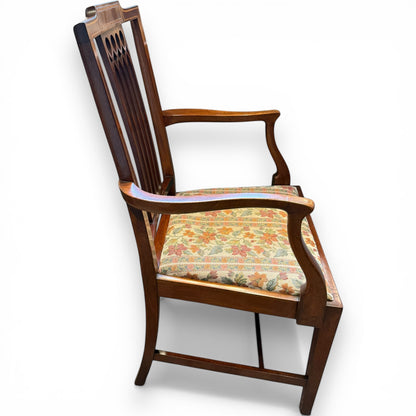 Set of Eight Edwardian Inlaid Mahogany Dining Chairs Including Two Carvers