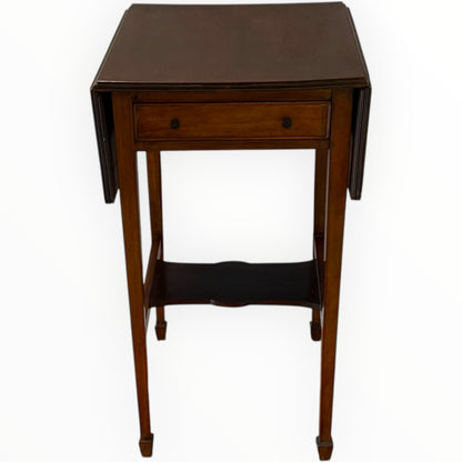 Antique Edwardian Mahogany Drop Leaf Side Table Occasional Table With Drawer