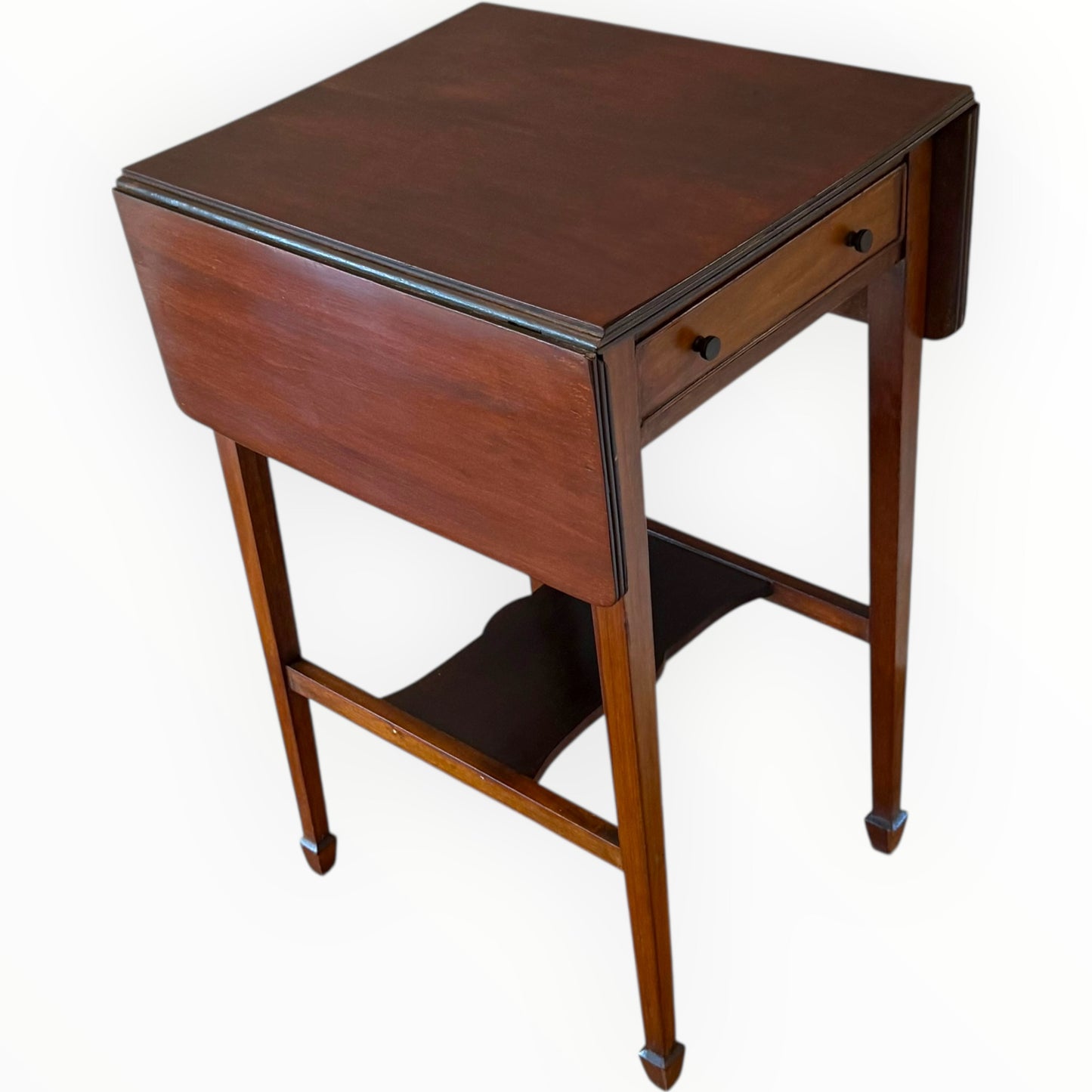 Antique Edwardian Mahogany Drop Leaf Side Table Occasional Table With Drawer