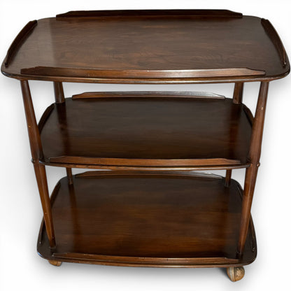 Ercol Vintage Mid Century Elm Hostess Trolley Server Buffet Cart