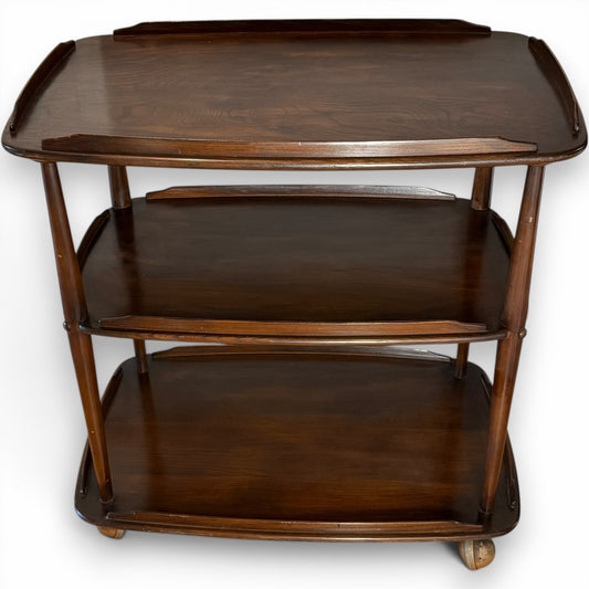 Ercol Vintage Mid Century Elm Hostess Trolley Server Buffet Cart
