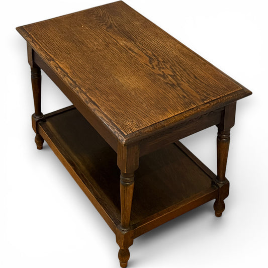 Victorian Oak Coffee Table With Carved Frieze & Lower Shelf