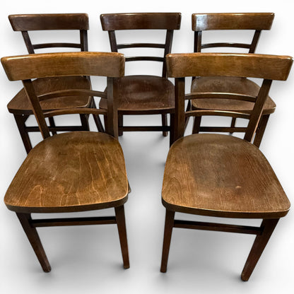 Set Of 5 Vintage Czechoslovakian Bentwood Bistro Cafe Chairs