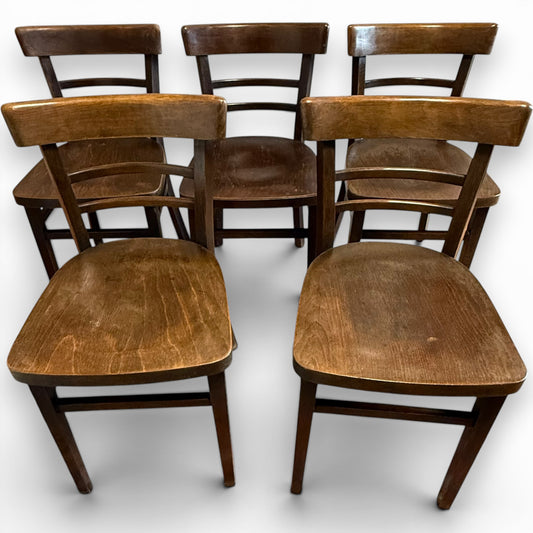 Set Of 5 Vintage Czechoslovakian Bentwood Bistro Cafe Chairs