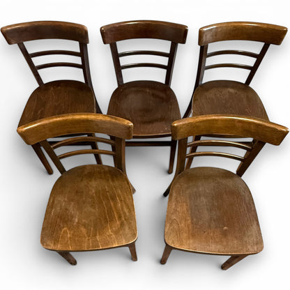 Set Of 5 Vintage Czechoslovakian Bentwood Bistro Cafe Chairs
