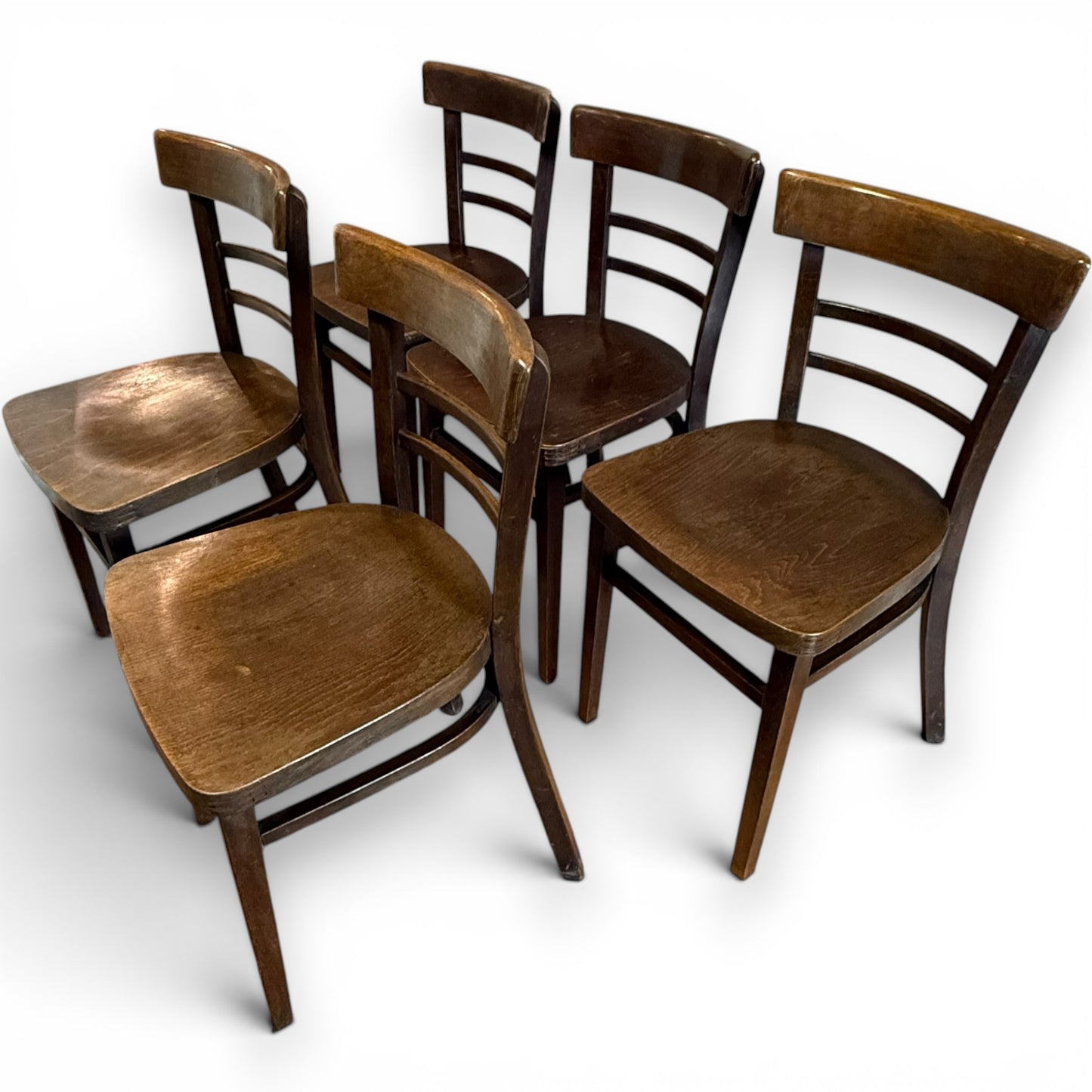 Set Of 5 Vintage Czechoslovakian Bentwood Bistro Cafe Chairs