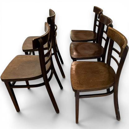 Set Of 5 Vintage Czechoslovakian Bentwood Bistro Cafe Chairs