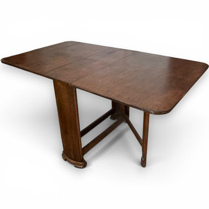 Vintage Art Deco Oak Space Saving Drop Leaf Dining Table